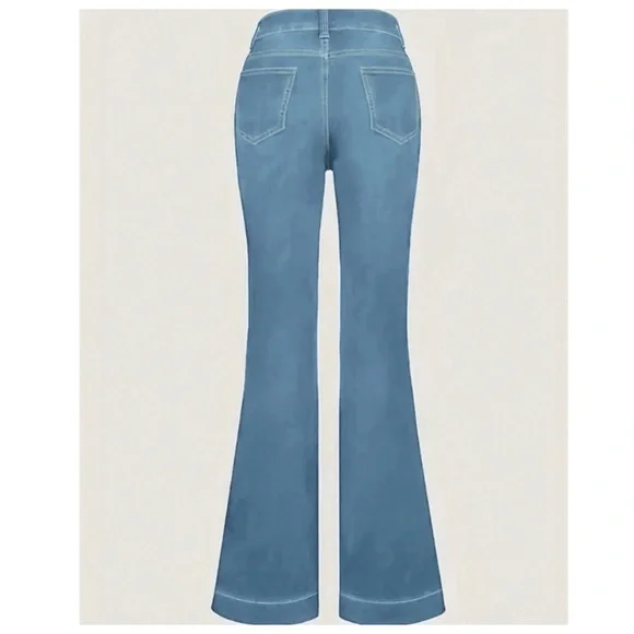 Light Wash High waisted Button Fly Flared
Leg Denim  Stretchy Jeans - Picture 3 of 3